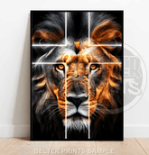 Divine Fury | Lion Cross Wall Art Print - Print